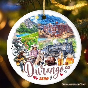 Rustic Durango Colorado Ornament, Mountain Train Town Christmas Gift and Western Adventure Souvenir | OrnamentallyYou - 1 of 4