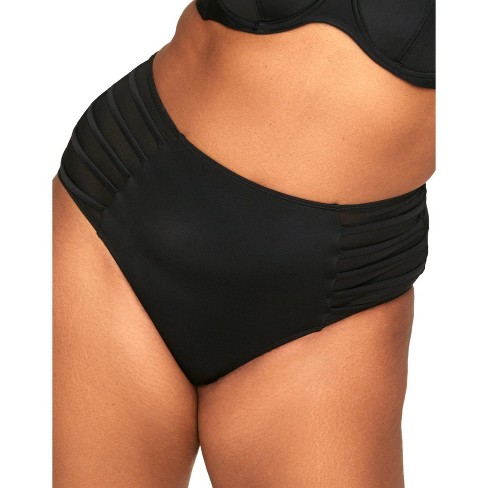 BLACK Ruched High Waist Bikini Bottom