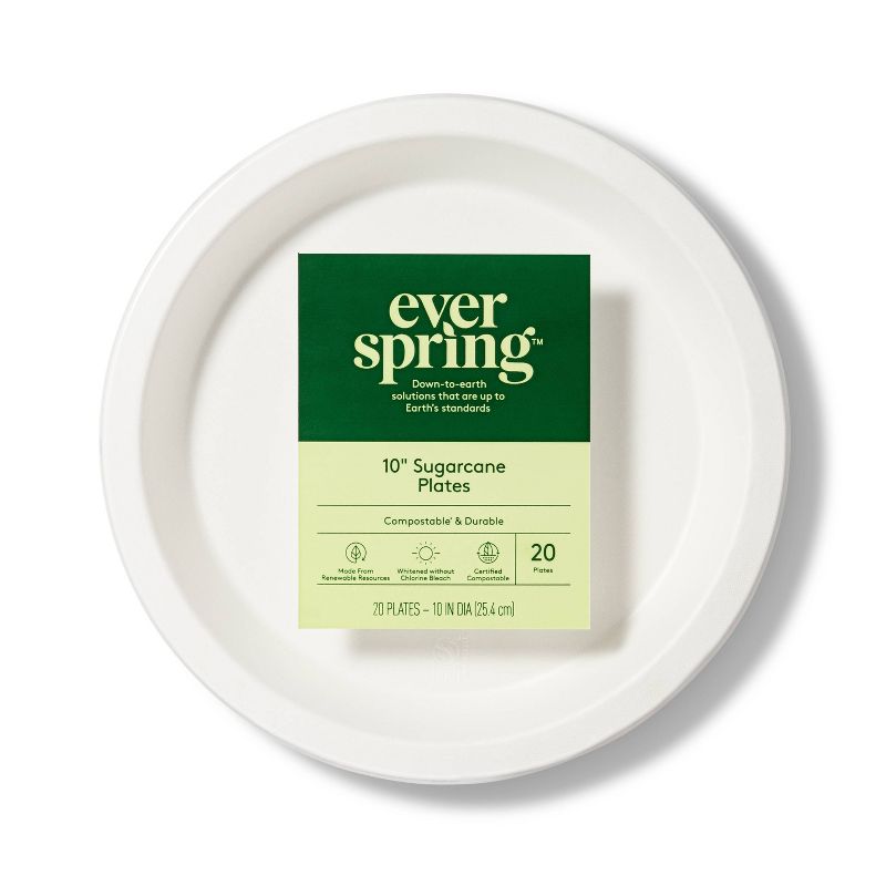 Disposable Plate 10&#34; - White - 20ct - Everspring&#8482;, 1 of 5