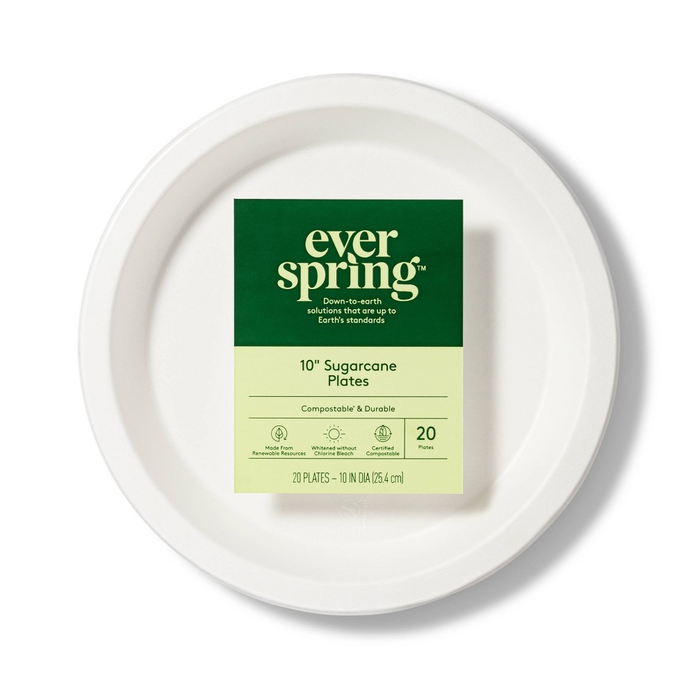 Disposable Plate 10" - White - 20ct - Everspring™