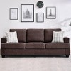 88" Modern Sofa Couch With Soft Armrest, 3 Seater Upholstered Sofa with Cup Holders & Side Pockets, Deep Seat Couch for Living Room Bedroom - 3 of 4