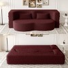 78" Convertible Floor Sofa Bed, 2-Seater Twin Teddy Fabric Sleeper Couch with Pillows, Folding Foam Mattress Sofa for Living Room - Koiai - 3 of 4