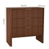Angel Sar Fluted Nightstand with 3 Drawers, Modern Bedside Table for Bedroom , Walnut - 3 of 4
