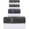 White Classic Luxury 100% Cotton 8 Piece Towel Set - 4x Washcloths, 2x Hand, and 2x Bath Towels - 2 of 4