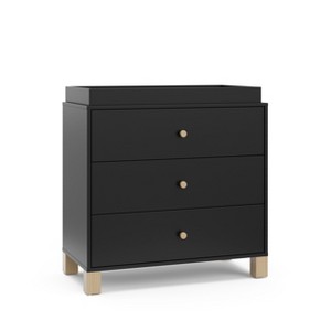 Storkcraft California 3 Drawer Dresser with Removable Changing Topper Black/Driftwood - 1 of 4