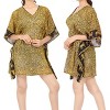 LA LEELA Women's Mini Loose Vacation Beachwear Swim Suit Summer Bathing Suit Cover-up Short Robe Dress Medium-Large Brown, Tiger Print - 4 of 4