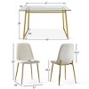 5-Piece Modern Dining Set with Glass Table and 4 Upholstered Dining Chairs, Gold Metal Legs, Perfect for Kitchen or Small Spaces-Maison Boucle - 3 of 4