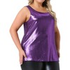 Agnes Orinda Women's Plus Size Shiny Metallic Round Neck Sleeveless Party Tank Tops - 2 of 4