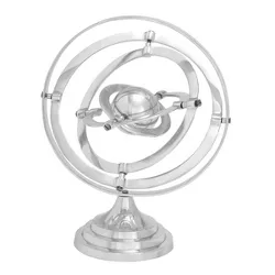 15" x 12" Modern Aluminum Armillary Globe Silver - Olivia & May