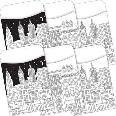 Barker Creek Color Me! Cityscapes Peel & Stick Library Pockets Multi-Design Set BC3847