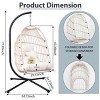 Outdoor Patio Egg Hanging Chair with Stand,Oversized Wicker Swing Chair with Cushions,Indoor Hammock Chair for Backyard Porch-Coolbibila - 4 of 4
