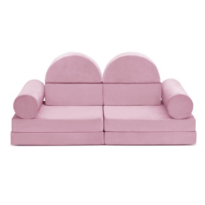 INFURNIC Sofas 10 Pieces Modular Kids Play Sofa Versatile Convertible Design for Playroom Bedroom Fun, Pink, 56"*28"*26"
