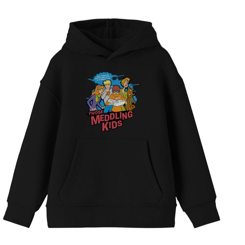 Those Meddling Kids Scooby Doo Characters Group Youth Boys Black Hoodie, 1 of 3