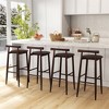 Tangkula Bar Height Stools Set of 4 Bar Chair w/ Acacia Wood Frame Supporting Legs - 2 of 4