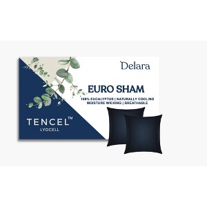 Delara 100% Eucalyptus Lyocell Tencel Euro Sham Pack of 2 (26" X26), Natural Cooling, Soft, Silky, Temperature Balancing, Smooth & Breathable - 1 of 4
