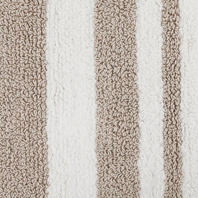 Taupe and White Cotton Reversible Bath Rug