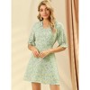 INSPIRE CHIC Women's Frilly V Neck Short Raglan Sleeves Floral Dress - 3 of 4