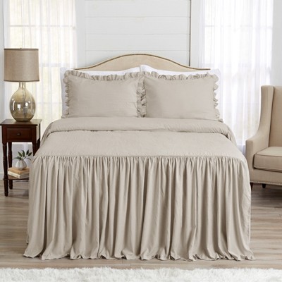 Sweet Jojo Designs Gender Neutral Unisex Queen Bedding Set Gathered Bedspread Beige Taupe 3pc — фото 2