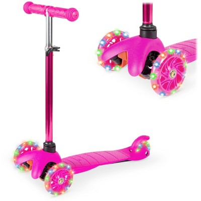 Best Choice Products Kids Mini Kick Scooter Toy w/ Light-Up Wheels and Height Adjustable T-Bar