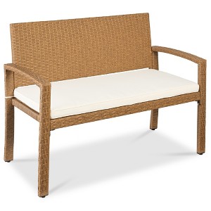 Best Choice Products 2-Person Outdoor Wicker Bench Garden Patio Porch Furniture w/ 700lb Capacity, Cushion - 1 of 4
