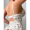 Clotth Cute Girl Style Spandex Mesh Corset Set with Ruffle Lace Up, Underwire and Garter Belt - 3 Piece Lingerie Set with Stockings, Flower Beige - 2 of 4