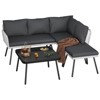 Garvee 4-Piece Patio Sectional Set with Coffee Table & Ottoman,  Outdoor Sofa Handmade Rattan & Metal Frame, for Backyard, Garden and Poolside - 3 of 3