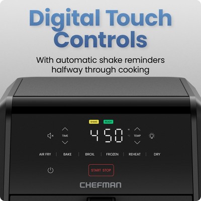 Chefman TurboFry 6-in-1 Air Fryer, Powerful DC Motor Heats to 450°F, 7-Quart Nonstick Basket - Black
