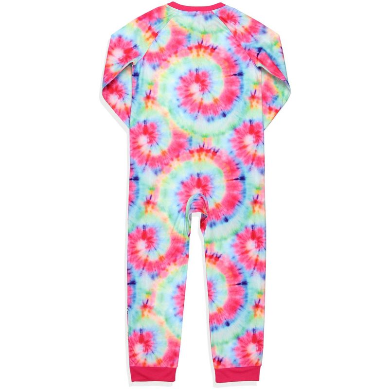 Scooby-Doo Girls' Tie-Dye Flower Power Union Suit Footless Sleep Pajama Multicolored, 5 of 7