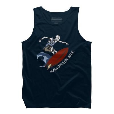 Men's Design By Humans Halloween Surfing Zombie Skeleton Funny Costume t shirt By graceandfinn Tank Top