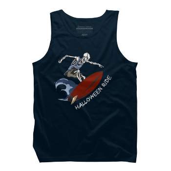 Men's Design By Humans Halloween Surfing Zombie Skeleton Funny Costume t shirt By graceandfinn Tank Top