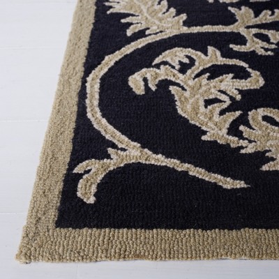 Chelsea Black and Olive Hand-Hooked Wool Area Rug