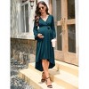 Clearlove Maternity Asymmetrical Hem Ruffle Dress Long Sleeve Tiered High Low Pregnancy Maxi Dress - 4 of 4