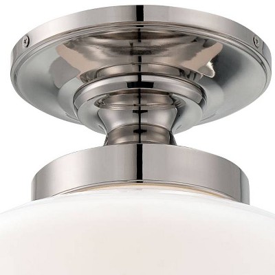 Elegant Opal Glass Bowl Ceiling Light in Polished Nickel