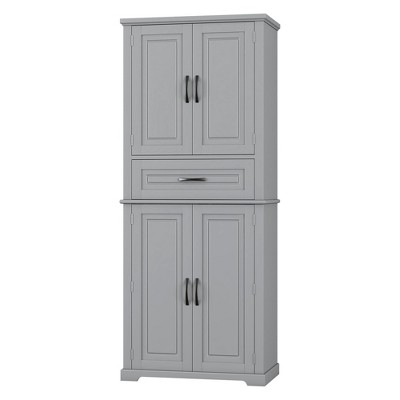 CAVINAS Tall Bathroom Storage Cabinet with Adjustable Shelves,Door Cabinets&1 Drawer,Freestanding Cabinet with Anti-Tipping Device for Bathroom