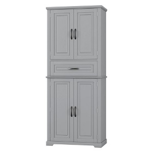 CAVINAS Tall Bathroom Storage Cabinet with Adjustable Shelves,Door Cabinets&1 Drawer,Freestanding Cabinet with Anti-Tipping Device for Bathroom - 1 of 4