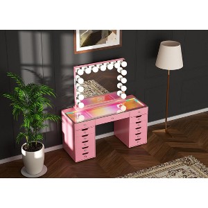 VANITII Eva-RGB Vanity Desk Set with Lights & LED Bulb Light Mirror - 1 of 4