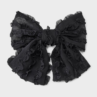 Ruffled Bow Hair Barrette - Wild Fable™ Black: Fashion Accessory, Polyester & Iron, Solid Pattern