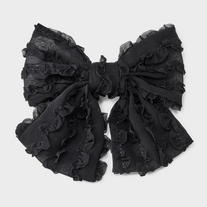 Ruffled Bow Hair Barrette - Wild Fable™ Black: Fashion Accessory, Polyester & Iron, Solid Pattern - 1 of 3