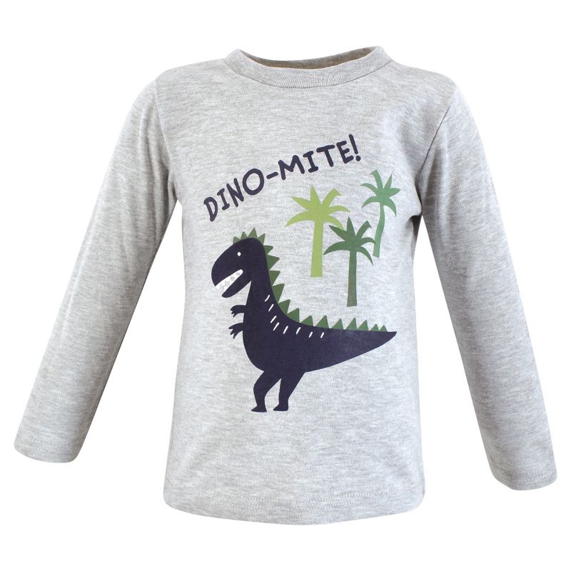 Hudson Baby Infant and Toddler Boy Long Sleeve T-Shirts, Construction Dino, 3 of 8