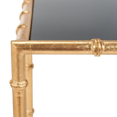Margaret Rectangular Black Glass and Brass End Table