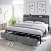 Whizmax Bed Frame with Storage Drawers, Platform Bed Frame with Upholstered Headboard and Outlets, No Box Spring Needed, Easy Assembly, Gray - 3 of 4
