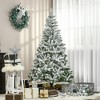 HOMCOM 6 FT Tall Unlit Snow Flocked Pine Artificial Christmas Tree with Realistic Branches, Green - 2 of 4