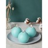 Set of 3 Round Teal Candles - 3 inch Sphere Candles for Wedding & Home Decor - Unscented Long Burning - 4 of 4