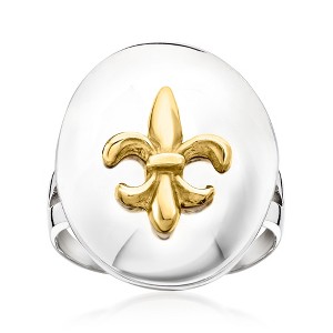 Ross-Simons Italian Sterling Silver and 18kt Gold Over Sterling Fleur-De-Lis Ring - 1 of 4