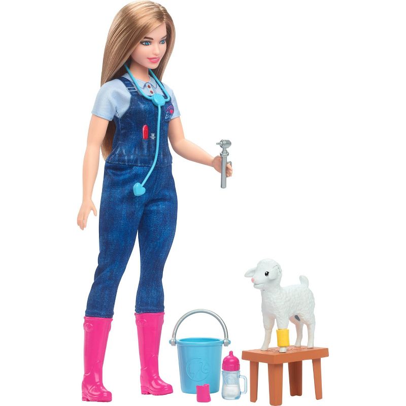 Barbie 65th Anniversary Careers Farm Vet Doll &#38; 10 Accessories Including Lamb with Moving Ears, 1 of 8