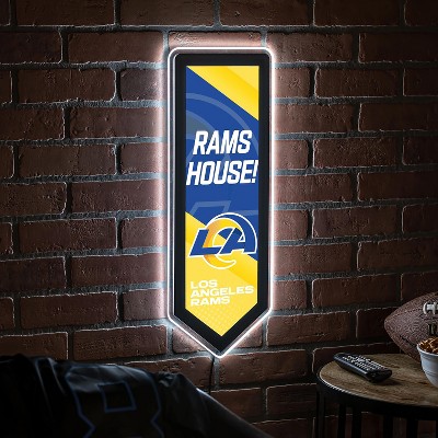 Evergreen Ultra-Thin Glazelight LED Wall Decor, Pennant, Los Angeles Rams- 9 x 23 Inches Made In USA