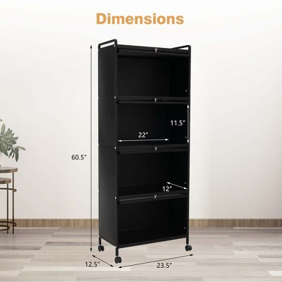 Black Metal 5-Tier Kitchen Baker's Rack with Flip-up Doors