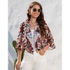 Womens Cardigan Open Front 3/4 Sleeve Lapel Collar Shrugs Lightweight Cardigan,Maple Leaf - 2XL - 4 of 4