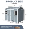8 x 6 ft Resin Outdoor Storage Shed Waterproof Shed with Floor & Two Windows & Lockable Door, Tool Shed for Garden, Patio, Backyard,Gray - 4 of 4