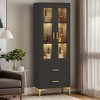 Hommoo Freestanding Storage Cabinet with LED Light, Doors & 2 Drawers - 4 of 4